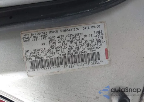 2001 Lexus Rx 300 из США, поврежденный, VIN JTJHF10U110175446